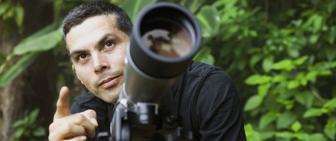 Birdwatching using scope