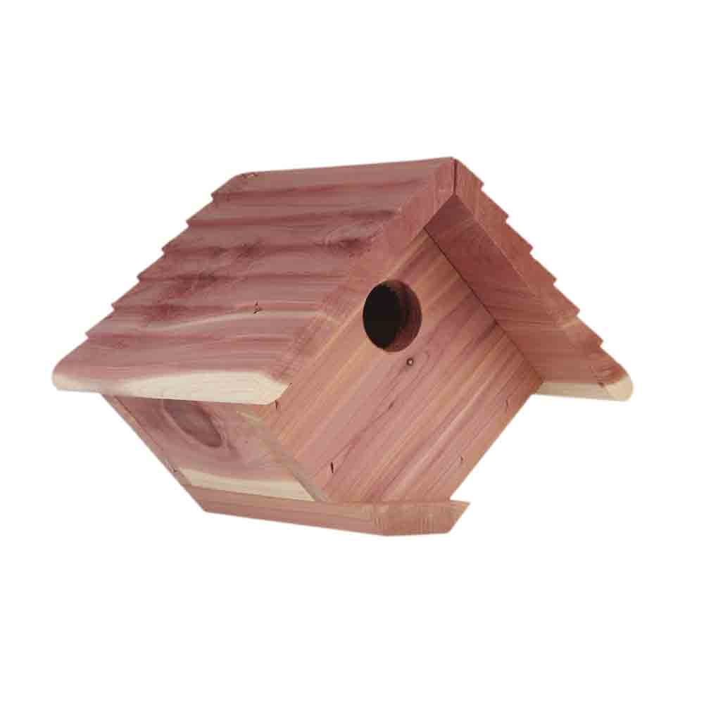 WOODEN Small Condo Birdhouse for wrens chickadees-327-RED 