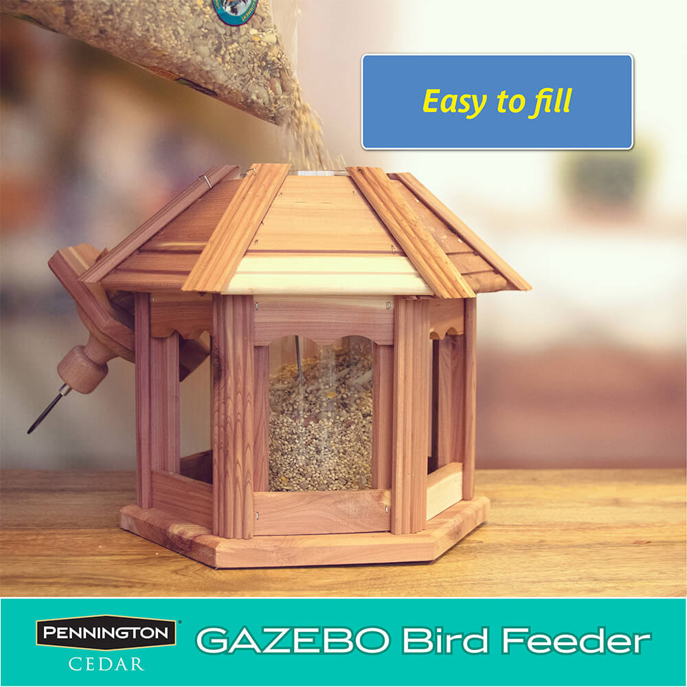 Pennington Cedar Gazebo Wild Bird Feeder 3 lb Hopper Capacity 